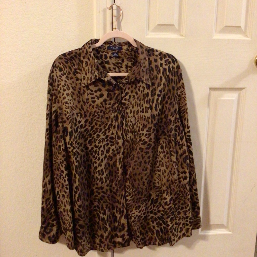 Chaps Leopard Print Blouse